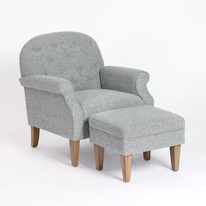 Best Kirklands Home Sky Boucle Tufted Chair & Ottoman Set Blue