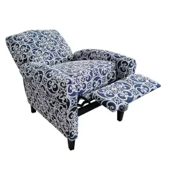 Sale Kirklands Home Sky Fretwork Upholstered High Back Recliner Blue
