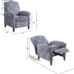 Sale Kirklands Home Sky Fretwork Upholstered High Back Recliner Blue