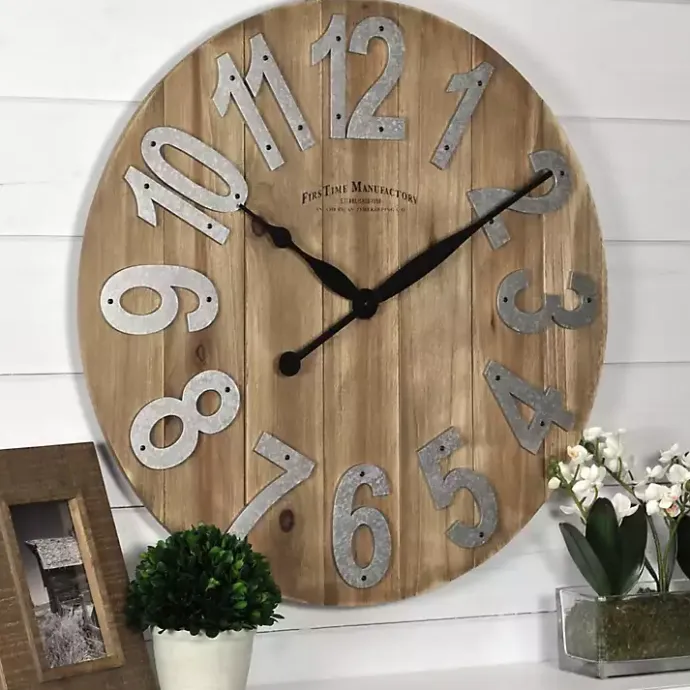 Outlet Kirklands Home Slat Wood Wall Clock Brown