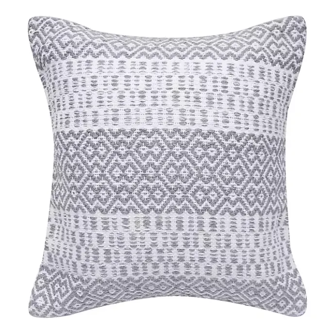 Best Kirklands Home Slate Diamond Stripe Indoor/Outdoor Pillow Gray