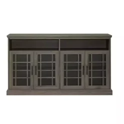 Online Kirklands Home Slate Glass Door Classic TV Stand Gray