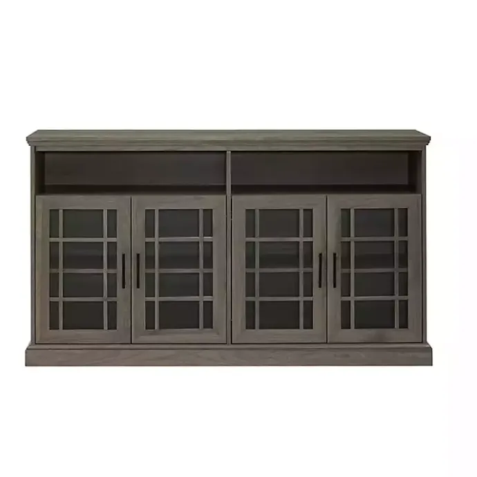 Online Kirklands Home Slate Glass Door Classic TV Stand Gray
