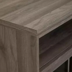 Online Kirklands Home Slate Glass Door Classic TV Stand Gray