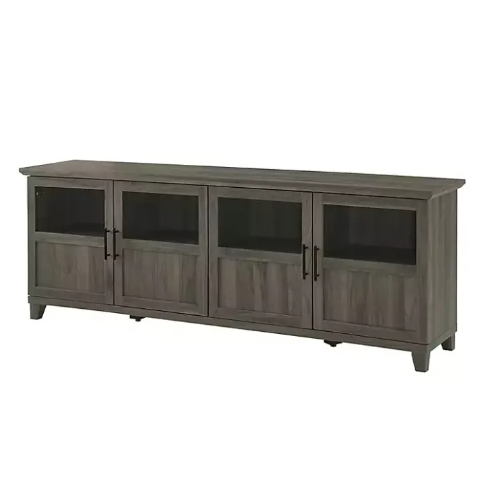 Best Kirklands Home Slate Glass Paneled Door TV Stand Gray