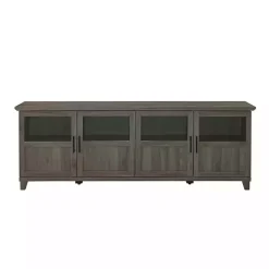 Best Kirklands Home Slate Glass Paneled Door TV Stand Gray