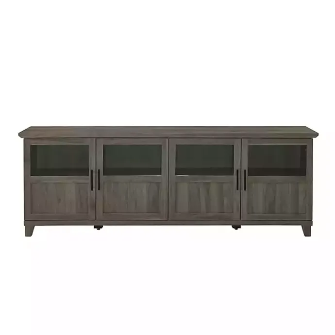 Best Kirklands Home Slate Glass Paneled Door TV Stand Gray