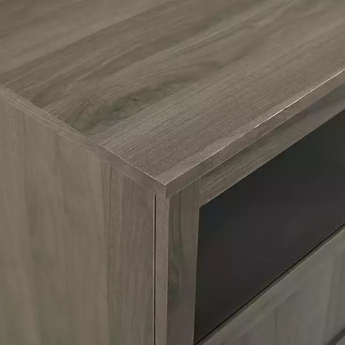 Best Kirklands Home Slate Glass Paneled Door TV Stand Gray