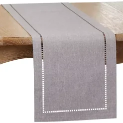 Sale Kirklands Home Slate Hemstitch Border Table Runner Gray