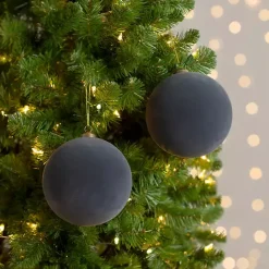 Outlet Kirklands Home Slate Velvet Ball 2-pc. Ornament Set, 4 in. Gray