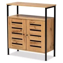 Outlet Kirklands Home Slatted Oak Wood Cabinet