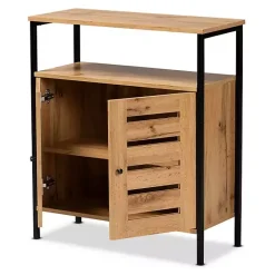 Outlet Kirklands Home Slatted Oak Wood Cabinet