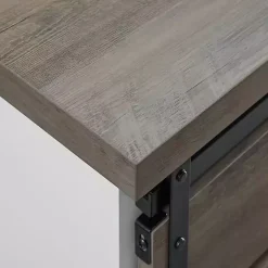 Kirklands Home Slatted Sliding Barn Door White and Cabinet Gray