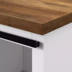 Online Kirklands Home Slatted Sliding Barn Door White and Oak Cabinet Brown