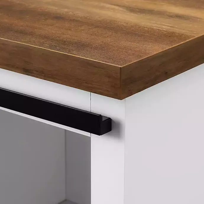 Online Kirklands Home Slatted Sliding Barn Door White and Oak Cabinet Brown