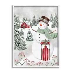 Sale Kirklands Home Sledding Snowman Framed Art Print