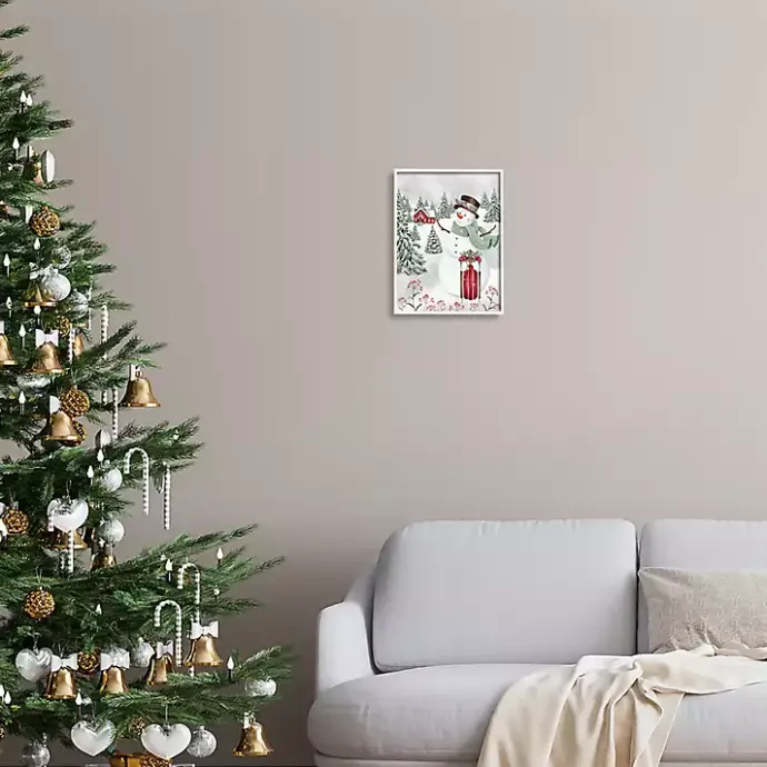 Sale Kirklands Home Sledding Snowman Framed Art Print