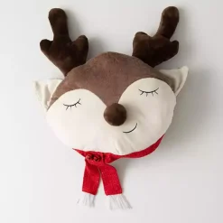 Best Kirklands Home Sleepy Reindeer Plush Christmas Pillow Brown