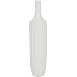 Online Kirklands Home Slender Curtain Ribbed Vase White
