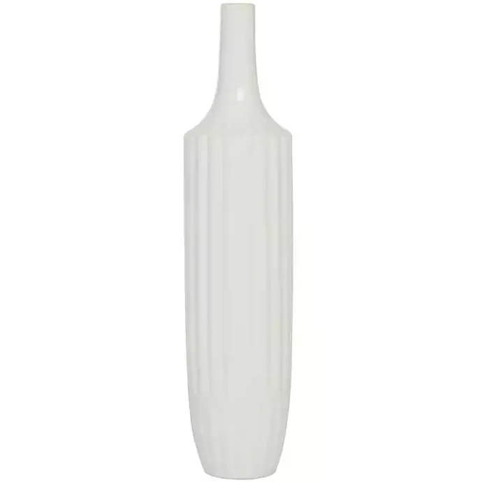 Online Kirklands Home Slender Curtain Ribbed Vase White