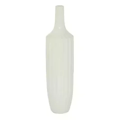 Outlet Kirklands Home Slender Curtain Ribbed Vase, 19 in. White