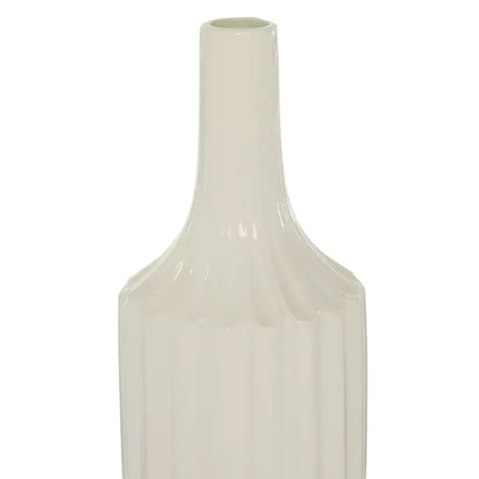 Outlet Kirklands Home Slender Curtain Ribbed Vase, 19 in. White
