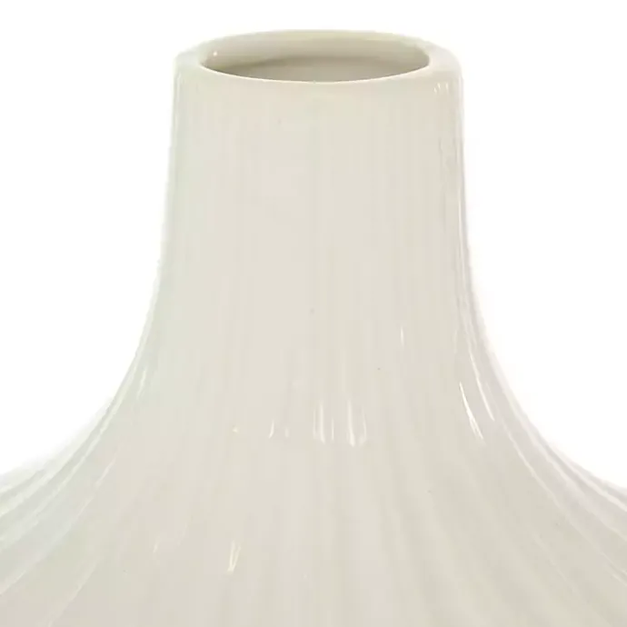 Sale Kirklands Home Slender Curtain Ribbed Vase, 13 in. White