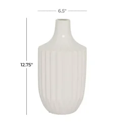 Sale Kirklands Home Slender Curtain Ribbed Vase, 13 in. White
