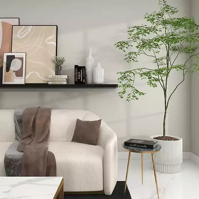 Sale Kirklands Home Slender Curtain Ribbed Vase, 13 in. White