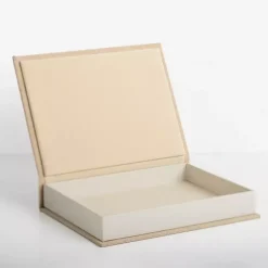 Outlet Kirklands Home Small Beige Linen Book Box Tan