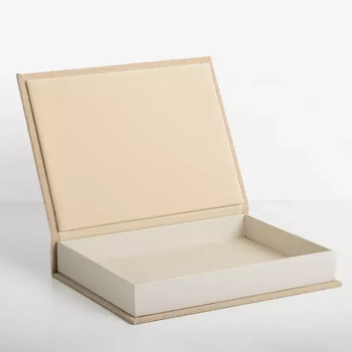 Outlet Kirklands Home Small Beige Linen Book Box Tan