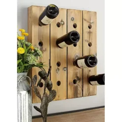 Best Kirklands Home Small Rustic Barn Wood Wine Bottle Holder Brown