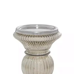 New Kirklands Home Smoke Glass Pillar Candle Holders, Set of 3 Gray