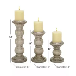 New Kirklands Home Smoke Glass Pillar Candle Holders, Set of 3 Gray