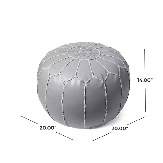 Kirklands Home Smoke Moroccan Leather Pouf Gray