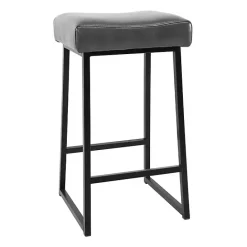 Clearance Kirklands Home Smokey Faux Leather Counter Stools, Set of 2 Gray