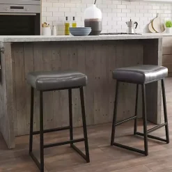 Clearance Kirklands Home Smokey Faux Leather Counter Stools, Set of 2 Gray