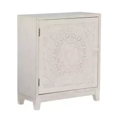 New Kirklands Home Smokey Resin Medallion Door Cabinet White
