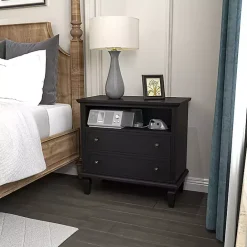 Best Kirklands Home Smooth 2-Drawer Wood Nightstand Black
