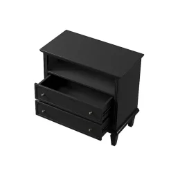 Best Kirklands Home Smooth 2-Drawer Wood Nightstand Black