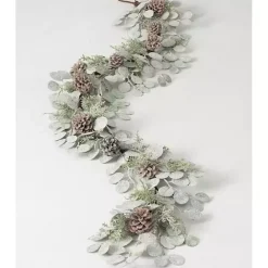 Discount Kirklands Home Snow Dusted Eucalyptus and Pinecone Garland