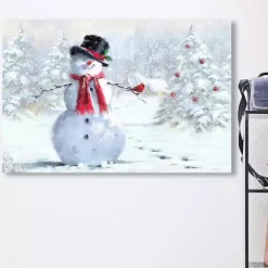 Sale Kirklands Home Snowman and Cardinal Canvas Art Print White