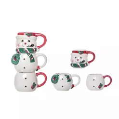 Outlet Kirklands Home Snowman Ceramic Stacking Mugs, Set of 3