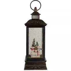 Sale Kirklands Home Snowman Family Christmas LED Glitter Snow Globe Black