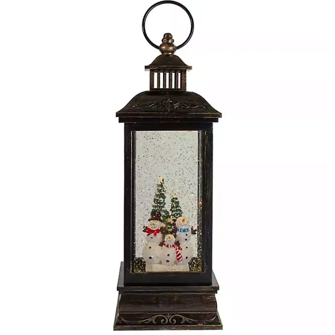 Sale Kirklands Home Snowman Family Christmas LED Glitter Snow Globe Black