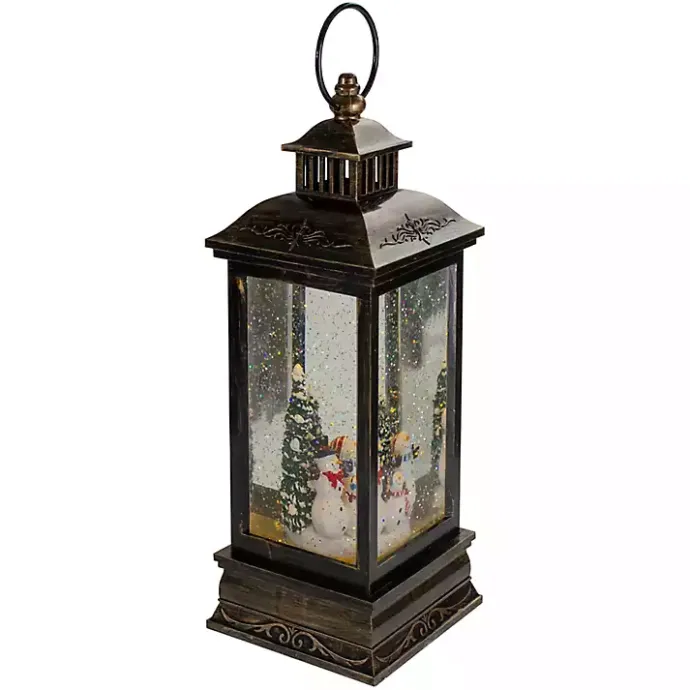 Sale Kirklands Home Snowman Family Christmas LED Glitter Snow Globe Black