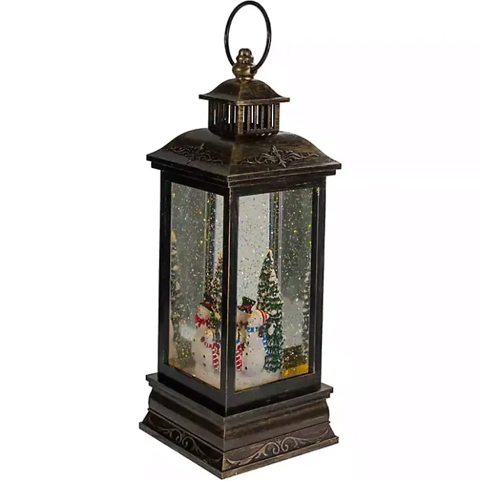 Sale Kirklands Home Snowman Family Christmas LED Glitter Snow Globe Black