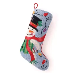 Kirklands Home Snowman Hooked Wool Christmas Stocking