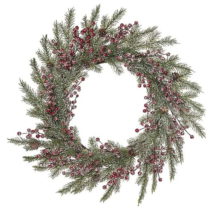 New Kirklands Home Snowy Berry and Greenery Christmas Wreath