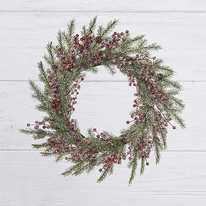 New Kirklands Home Snowy Berry and Greenery Christmas Wreath